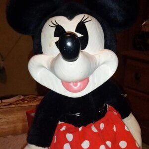 1980’s Applause Disney Minnie Mouse Stuffed Plush WOODEN FACE FEET